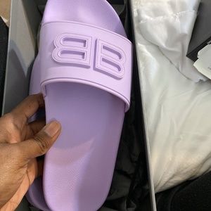 Lavender Balenciaga pool slide